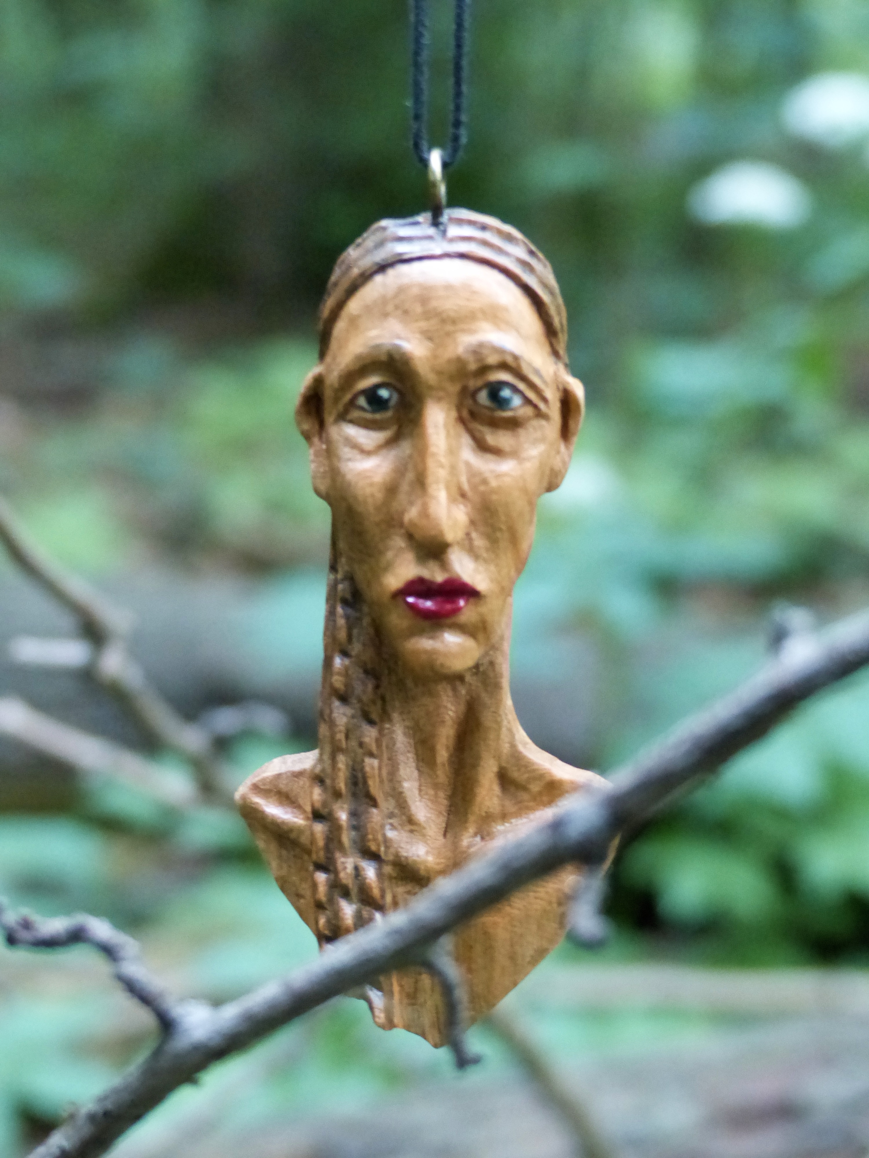 Lady of the Braid - wooden pendant
